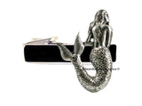 Antique Gold Mermaid Tie Clip Inlaid in Hand Painted Gold Enamel Vintage Inspired Sea Nymph Tie Bar Accent with Cufflink Set Option