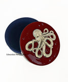 Antique Gold Octopus Jewelry Box Inlaid in Hand Painted Gold Enamel Neo Victorian Nautical Design with Personalized and Color Options