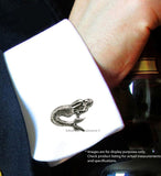 Antique Gold Mermaid Tie Clip Inlaid in Hand Painted Gold Enamel Vintage Inspired Sea Nymph Tie Bar Accent with Cufflink Set Option