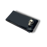 Skull Money Clip Inlaid in Hand Painted Metallic Silver Enamel Gothic Victorian Inspired with Personalized and Color Options