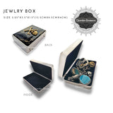 Skull and Crossbones Jewelry Box Inlaid in Hand Painted Black with Gold Swirl Enamel Vintage Style with Personalized and Color Options
