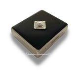 Art Deco Weekly Pill Box with 8 Compartments Geometric Inspired Inlaid in Hand Painted Black Enamel with Personalized and Color Options
