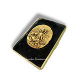 Cherubim Metal Wallet in Hand Painted Black with Gold Splash Enamel Rennaissance Style Vintage Inspired with Personalized and Color Options