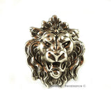 Large Lions Head Ring plated in Antiqued Sterling Silver Gothic Victorian Gargoyle Leo Statement Ring with Adjustable Band