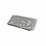 Skull Money Clip Inlaid in Hand Painted Metallic Silver Enamel Gothic Victorian Inspired with Personalized and Color Options