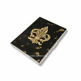 Fleur de Lis Cigarette Case in Hand Painted Black with Gold Splash Enamel Art Nouveau Inspired with Personalized and Color Options