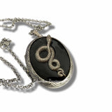 Snake Locket in Hand Painted Glossy Black Enamel Gothic Victorian Inspired Necklace with Color and Personalized Option