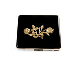 Antique Gold Roses 8 Day Pill Box with Compartents Inlaid in Hand Painted OxBlood Enamel Weekly Pill Case Personalize and Color Options