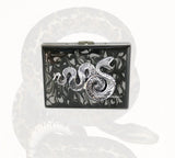Serpent Cigarette Case in Hand Painted Glossy Metallic Gold Enamel Gothic Victorian Snake with Personalized and Color Options Available