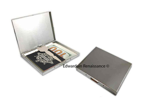 Art Nouveau Lady Cigarette Case in Hand Painted Gold Swirl Enamel Victorian Style with Personalized and Color Options