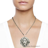 Antique Gold Lion Head Necklace Neoclassic Jewelry  Also Available in Antique Silver