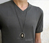 Scarab Locket Inlaid in Hand Painted Glossy Black Enamel Gothic Victorian Egyptian Scarab Keepsake Necklace Personalized and Color Options