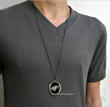 Wolf Pill Box Necklace Inlaid in Hand Painted Glossy Black Onyx Enamel Game of Thrones Inpired Custom Colors and Personalized Options