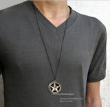 Gothic Owl Pill Box Necklace Locket Inlaid in Hand Painted Glossy Black Onyx Enamel Art Deco Design with Personalized Option