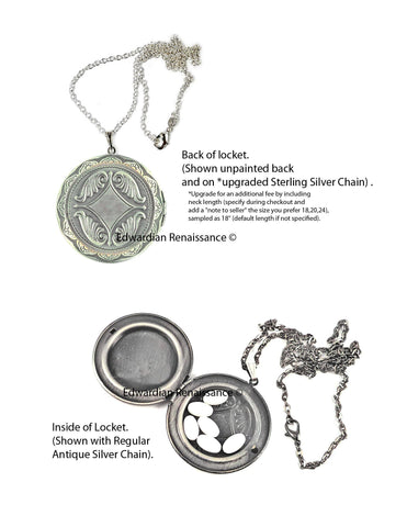 Lion Keepsake Locket Inlaid in Hand Painted Glossy Black Onyx Enamel Neoclassic Pill Box Necklace with Personalized and Color Options