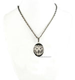 Snarling Lion Locket in Hand Painted Black Enamel and Gold Splash Design Neoclassic Leo Inspired Necklace with Personalized and Color Option