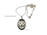 Bison Locket in Hand Painted Glossy Black Enamel Neoclassic Buffalo Inspired Necklace with Personalized and Color Option