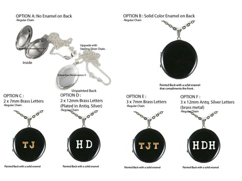 Queen Bee Locket in Gossy Black Enamel Neo VIctorian Design Necklace with Personalized and Color Options Available