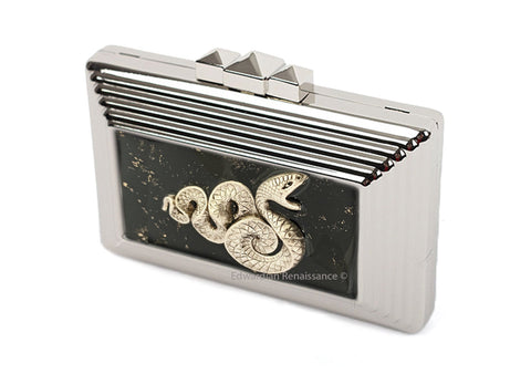 Snake Clutch Purse Inlaid in Hand Painted Enamel Evening Art Deco Serpent Purse with Color and Personalized Options