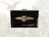 Owl Credit Card Wallet In Hand Painted Black Enamel Gothic Victorian Inspired RFID Blocker Case Personalized and Color Options