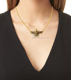 Bee Necklace in Antique Gold Jewelry Art Deco Insect Choose your Chain Length
