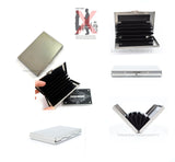 Antique Silver Lions Head Credit Card Wallet with RFID Blocker Hand Painted Black Enamel Neoclassic Leo with Personalized and Color Option