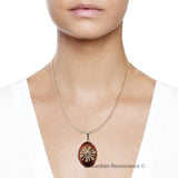 Celestial Locket Inlaid in Hand Painted Copper Enamel Art Nouveau Inspired Necklace with Personalized and Color Options