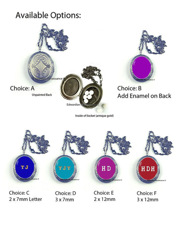 Pisces Locket Inlaid in Hand Painted Glossy Black Enamel with Gold Splash Keepsake Box Necklace Zodiac Style Personalized and Color Options