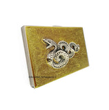 Serpent Cigarette Case in Hand Painted Glossy Metallic Gold Enamel Gothic Victorian Snake with Personalized and Color Options Available