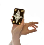 Art Deco Metal Cigarette Case Silver Inlaid in Hand Painted Black Enamel Art Deco Geometric Design with Color and Personalized Options