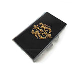 Dragon Crest Weekly Pill Box in Hand Painted Glossy Black Enamel Medieval Style with Personalized and Color Options
