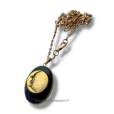 Moon and Stars Locket Inlaid in Hand Painted Gray Opaque Enamel Art Deco Celestial Necklace with Personalized and Color Options