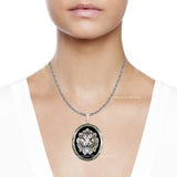 Scarab Beetle Pill Box Locket Inlaid in Hand Painted Glossy Black Enamel Burnished Gold Locket Egyptian Necklace w Personalized and Colors