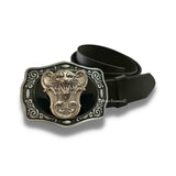 Growling Tiger Buckle Inlaid in Hand Painted Black Enamel Vintage Style Art Nouveau Cat with Assorted Colors Available