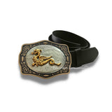 Antique Gold Dragon Belt Buckle Game of Thrones Inspired Inlaid in Hand Painted Silver Enamel Medieval Design with Custom Color Options