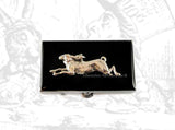 Running Hare Pill Box Inlaid in Hand Painted Black Enamel Vintage Style  Alice in Wonderland Inspired Personalized and Color Options