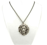 Antique Silver Lion Head Necklace Steampunk Jewelry Choose your Chain Length