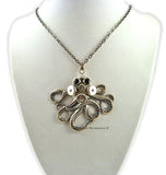 Octopus with Gas Mask Necklace Victorian Industrial Antique Sterling Silver Kraken Pendant