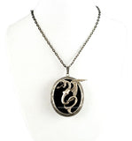 Dragon Pill Box Locket Inlaid in Hand Painted Glossy Black Onyx Enamel Game of Thrones Inpired Custom Colors and Personalized Options