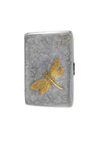 Dragonfly Metal Cigarette Case Inlaid in Hand Painted Bronze with Gold Swirl Enamel Art Nouveau Inspired Custom Engraving and Color Options
