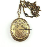 Antique Gold Lion Head Inlaid in Oxidized Gold Large Pill Box Locket Leo Neoclassic Design Necklace with Personalized and Color Options