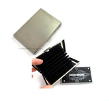 Fleur de Lys Wallet with Accordion Divider Inlaid in Hand Painted Black Enamel RFID Blocker Case with Personalized and Color Options