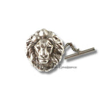 Antique SIlver Lions Head Tie Pin Zodiac  Leo Tie Tack Pin with Bar and Chain Vintage Inspired Tie Accent