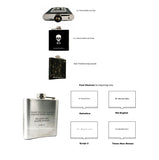 Antique Gold Cross with Skull Flask Inlaid in Hand Painted Black Metallic Enamel 8oz Hip Flask Personalizeand Color Options