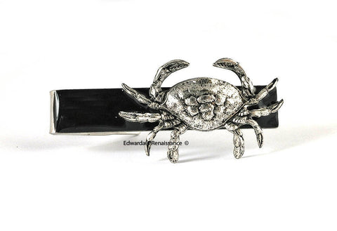 Crab Tie Clip Inlaid in Hand Painted Enamel Vintage Nautical Inspired with Set Option