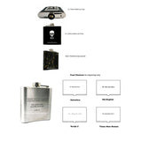 Antique Silver Lion Head Flask: Hand-Painted Black Enamel, Personalized