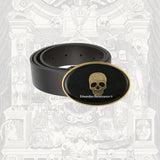 Skull Belt Buckle Inlaid in Hand Painted Glossy Ox Blood Enamel Goth Inspired Available in Other Colors