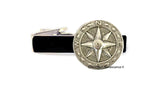 Antique Silver Compass Rose Medallion Cufflinks Nautical Design Cuff Links with Tie Clip or Tie Pin Set Option