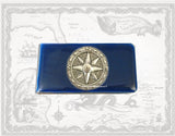 Compass Medallion Money Clip Inlaid in Hand Painted Glossy Navy Enamel Nautical Design with Personalized and Color Options Available