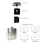 Art Deco Studded Hip Flask Inlaid in Hand Painted Silver Swirl Enamel Geometric Inspired with Custom Colors and Personalized Options